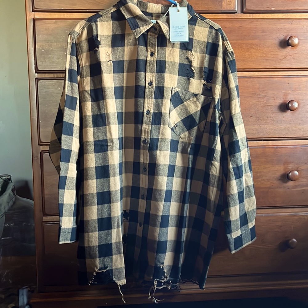 BNWT Green Risen Oversized Flannel Long sleeve -M